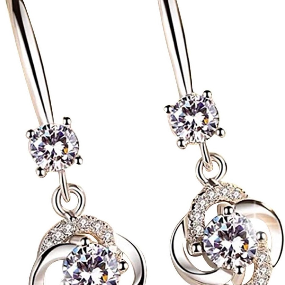 Elegant Silver Crystal Drop Earrings